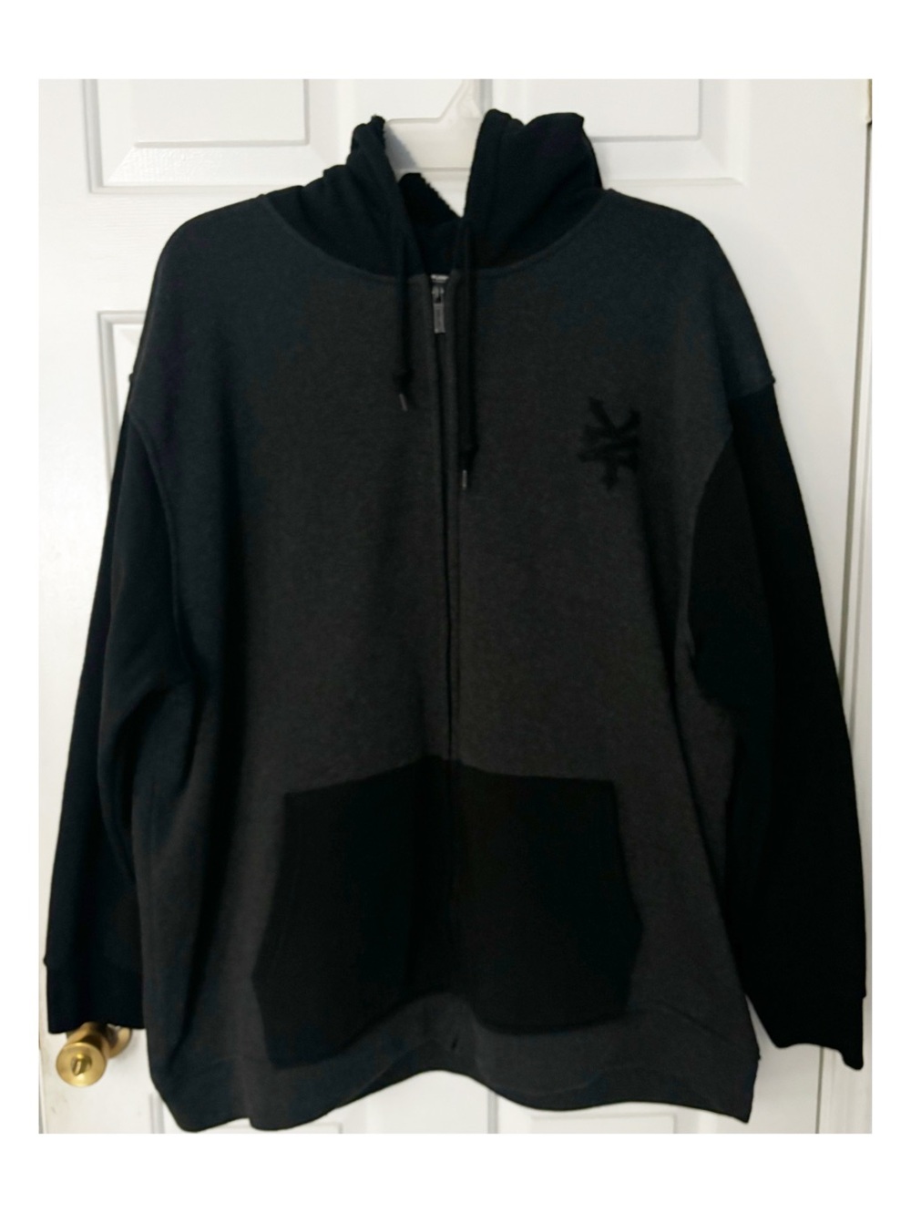 Mens Zoo York Insulated Jacket Hoodie, Black & Grey, Full Front Zipper, Size 3XL